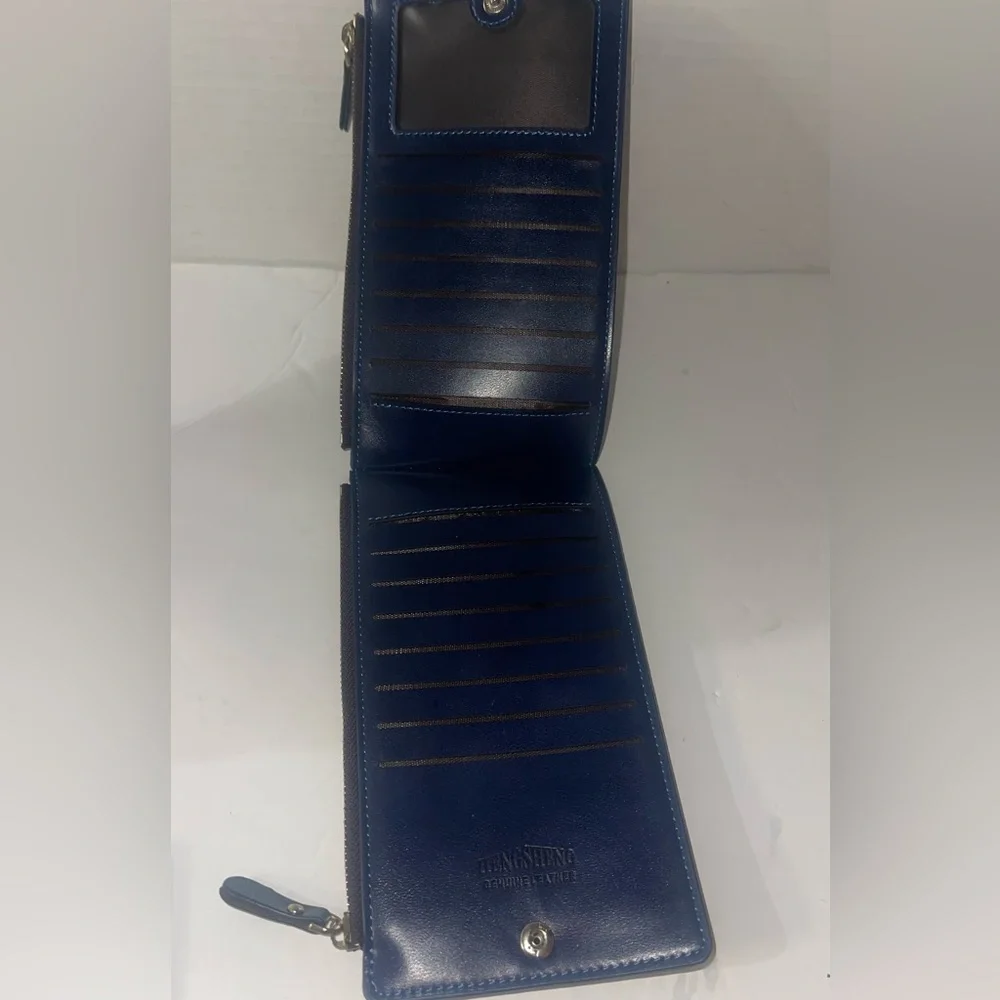 HENGSHENG Navy Zip leather Wallet new TikTok